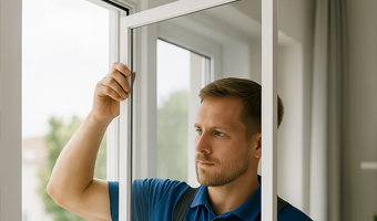 Insektenschutz-Spannrahmen am Fenster