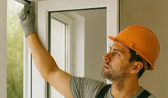 Fenstermontage an der Baustelle